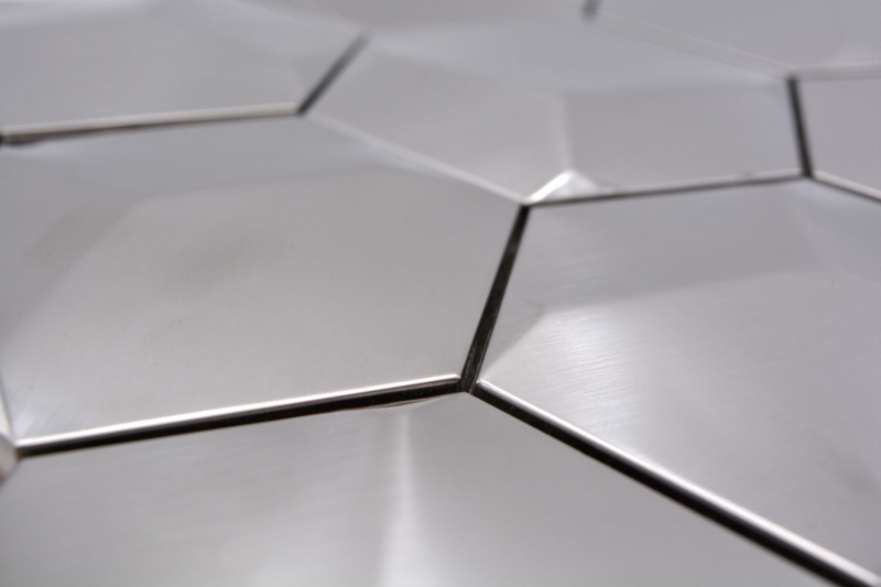 Piastrella di mosaico in acciaio inox esagono dargento 3D spazzolato opaco piastrella backsplash parete della cucina