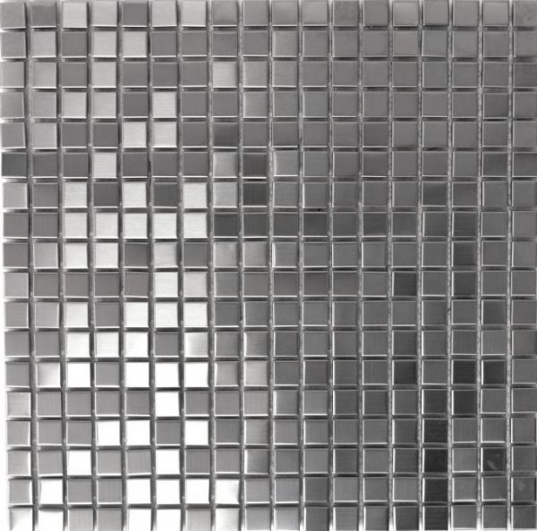Piastrella a mosaico decorata a mano in acciaio inox argento acciaio spazzolato backsplash cucina MOS129-CE15D_m