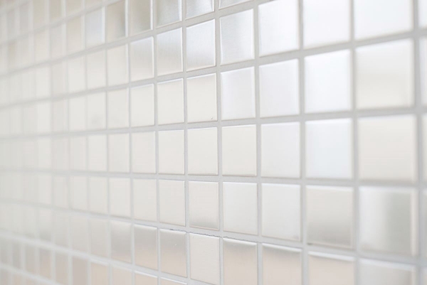 Modello a mano mosaico piastrelle in acciaio inox argento acciaio spazzolato backsplash cucina MOS129-23D_m
