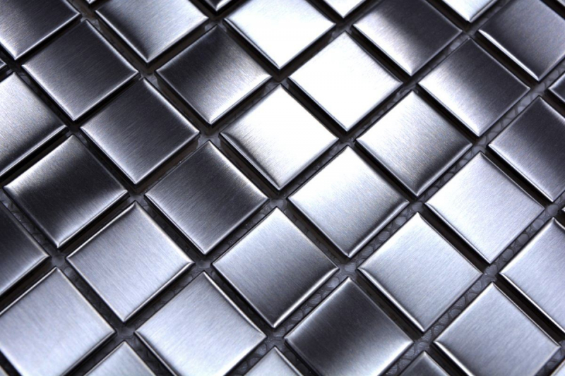 Modello a mano mosaico piastrelle in acciaio inox argento acciaio spazzolato backsplash cucina MOS129-23D_m
