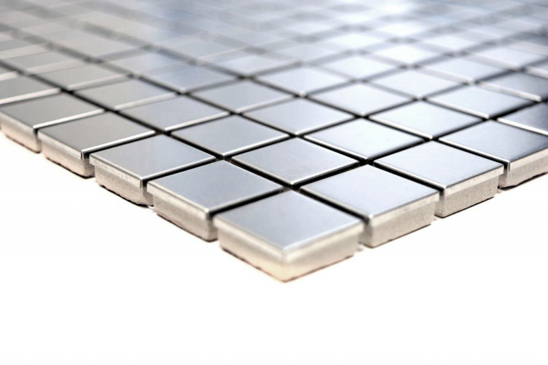 Modello a mano mosaico piastrelle in acciaio inox argento acciaio spazzolato backsplash cucina MOS129-23D_m