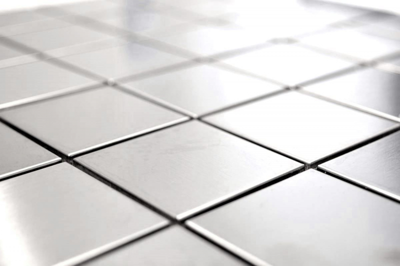 Modello a mano mosaico piastrelle in acciaio inox argento acciaio spazzolato backsplash cucinaMOS129-48E_m