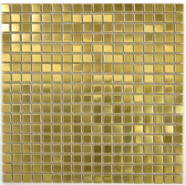 Modello a mano di piastrelle a mosaico in acciaio inox oro acciaio spazzolato backsplash cucina MOS129-0707_m