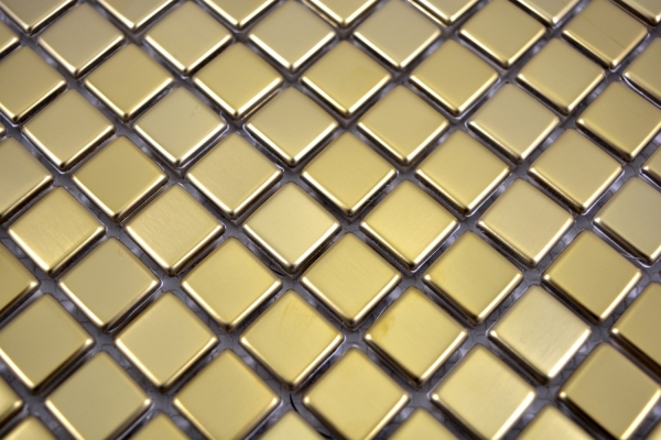 Modello a mano di piastrelle a mosaico in acciaio inox oro acciaio spazzolato backsplash cucina MOS129-0707_m