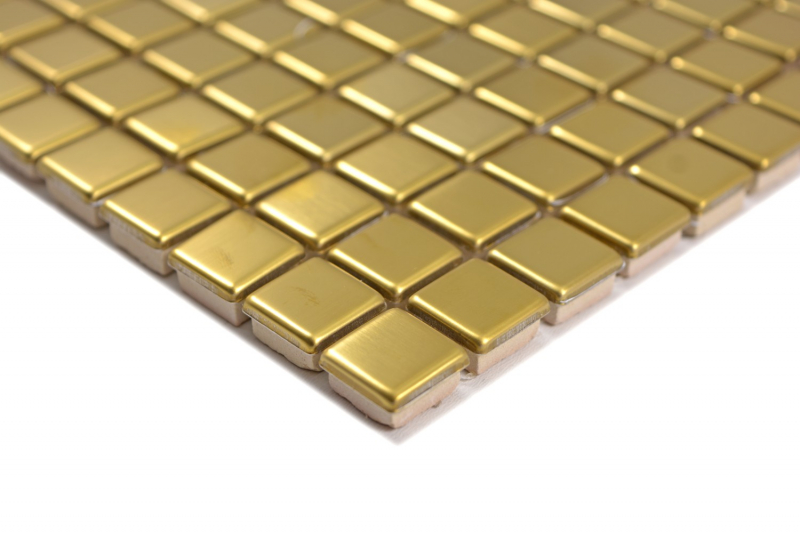 Modello a mano di piastrelle a mosaico in acciaio inox oro acciaio spazzolato backsplash cucina MOS129-0707_m