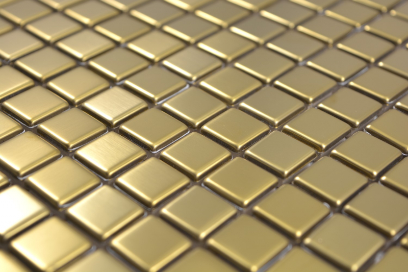 Modello a mano di piastrelle a mosaico in acciaio inox oro acciaio spazzolato backsplash cucina MOS129-0707_m