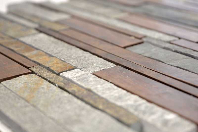 Piastrella di mosaico pietra naturale rame grigio ruggine composito parete rivestimento piastrelle parete backsplash cucina - MOS47-XSK565