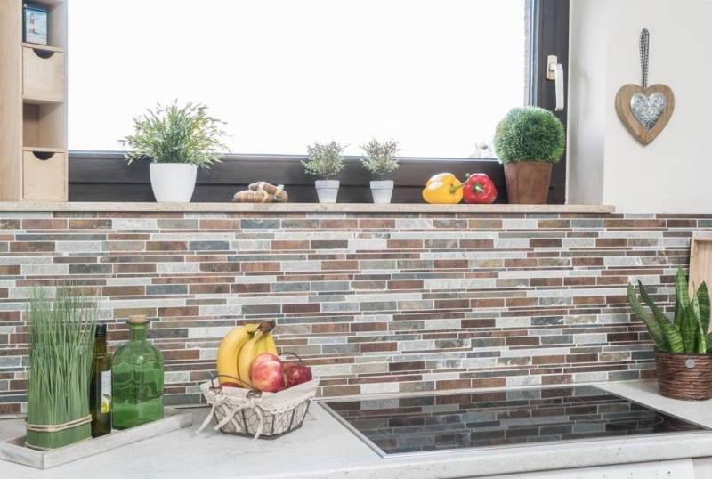 Piastrella di mosaico pietra naturale rame grigio ruggine composito parete rivestimento piastrelle parete backsplash cucina - MOS47-XSK565