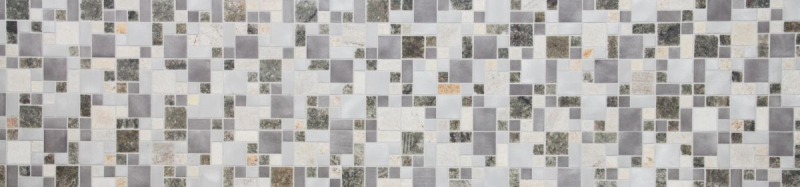 Piastrella a mosaico quarzite pietra naturale alluminio grigio argento beige chiaro combinazione MOS49-525