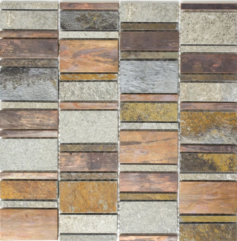 Mosaico di rame grigio ruggine rettangolo pietra naturale per cucina MOS47-575