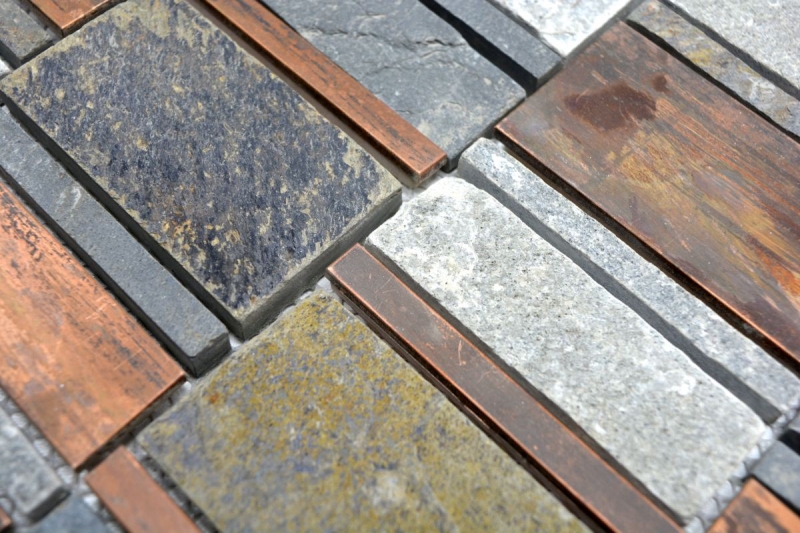 Mosaico di rame grigio ruggine rettangolo pietra naturale per cucina MOS47-575