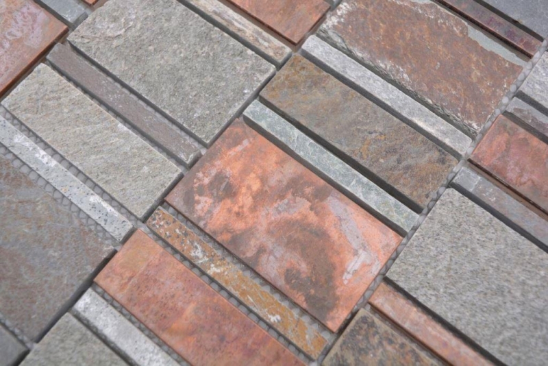 Mosaico di rame grigio ruggine rettangolo pietra naturale per cucina MOS47-575