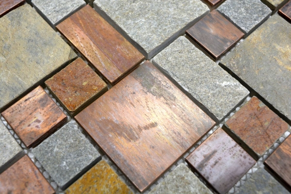 Mosaico di rame grigio ruggine combinazione di piastrelle per lalzatina della cucina pietra MOS47-595