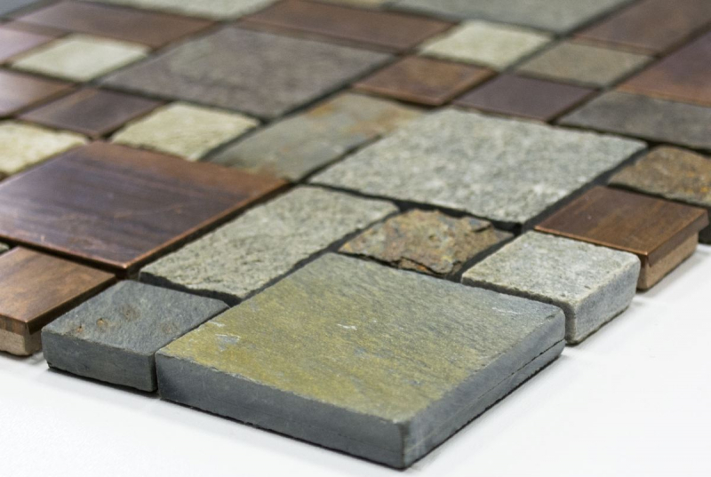 Mosaico di rame grigio ruggine combinazione di piastrelle per lalzatina della cucina pietra MOS47-595