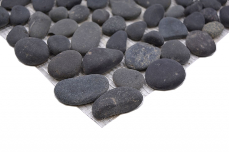 Ciottoli di fiume Ciottoli di pietra Curvo grigio scuro nero antracite Piatto doccia Parete doccia Cucina - MOS30-0208