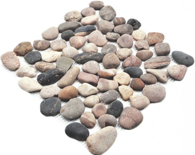River pebble stone ciottoli ad arco beige grigio nero crema antracite piatto doccia parete doccia cucina - MOS30-1204
