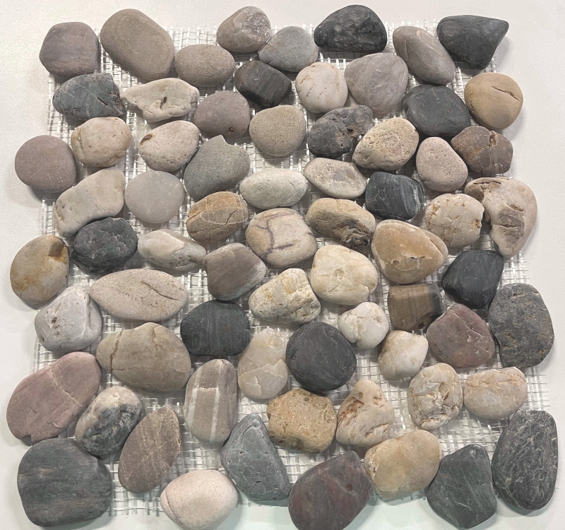 River pebble stone ciottoli ad arco beige grigio nero crema antracite piatto doccia parete doccia cucina - MOS30-1204