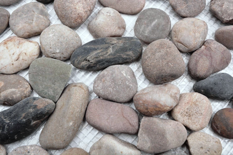 River pebble stone ciottoli ad arco beige grigio nero crema antracite piatto doccia parete doccia cucina - MOS30-1204