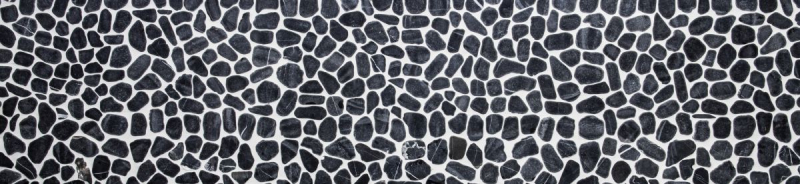 Piastrella di mosaico fiume ciottolo pietra taglio nero MOS30-0302_f