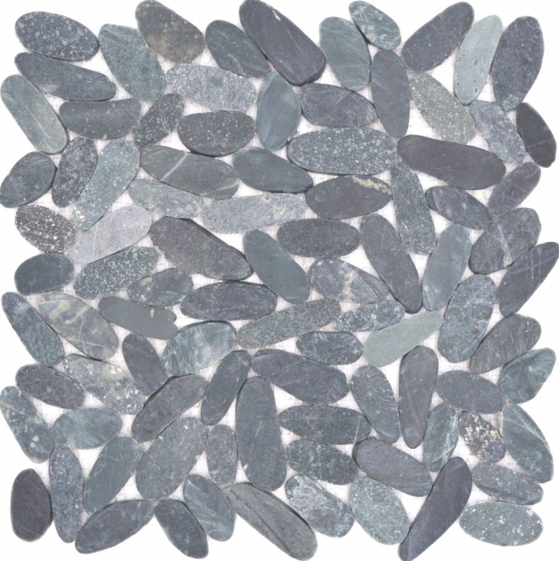 Ciottoli di fiume Ciottoli di pietra tagliati neri Grigio scuro antracite Piatto doccia Piastrella backsplash Cucina - MOS30-IN24