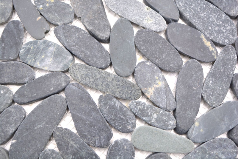 Ciottoli di fiume Ciottoli di pietra tagliati neri Grigio scuro antracite Piatto doccia Piastrella backsplash Cucina - MOS30-IN24