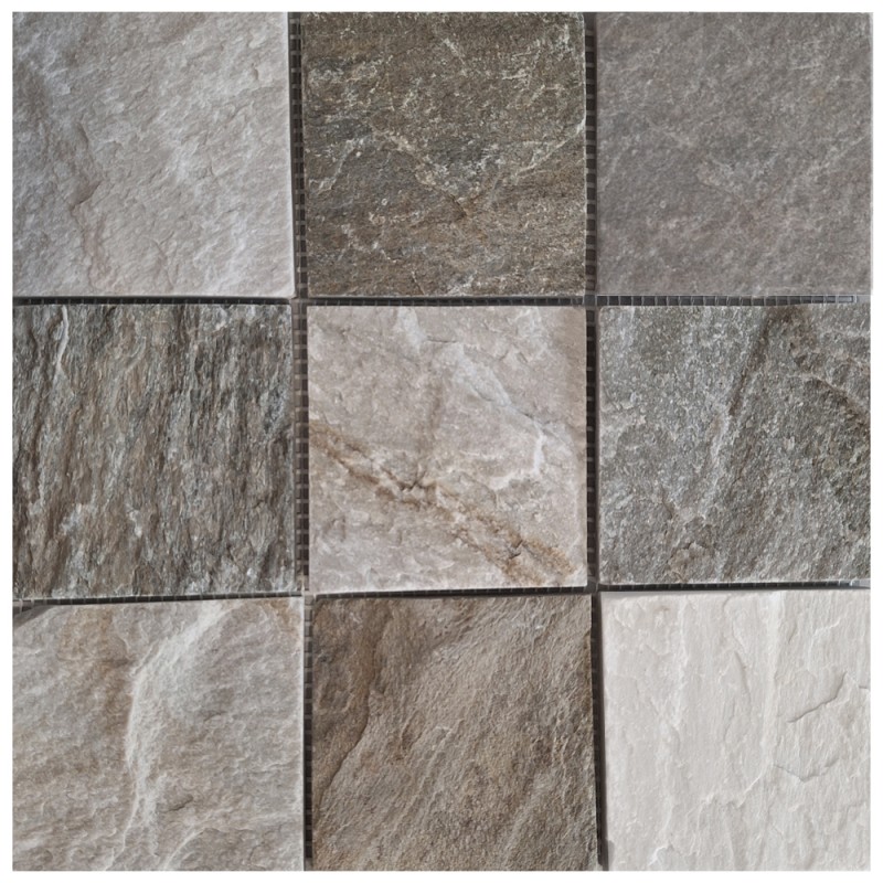 Quarzite pietra naturale mosaico piastrelle beige grigio parete pavimento doccia cucina splashback piastrelle backsplash bagno - MOS36-0210