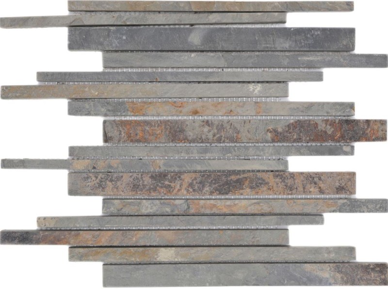 Piastrella a mosaico in ardesia pietra naturale tondini di ruggine rivestimento murale in ardesia rustico MOS34-S69_f