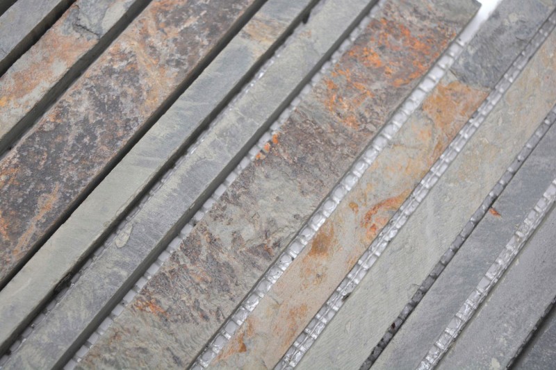 Piastrelle a mosaico ardesia pietra naturale ruggine aste da parete rivestimento muro piastrelle rustiche backsplash - MOS34-S69