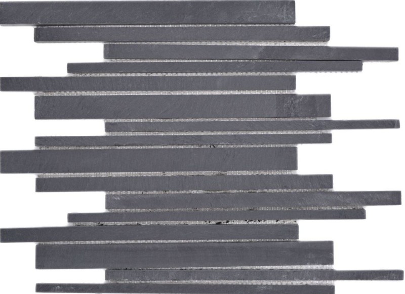 Piastrella a mosaico ardesia pietra naturale aste ardesia rivestimento parete nero MOS34-0225_f