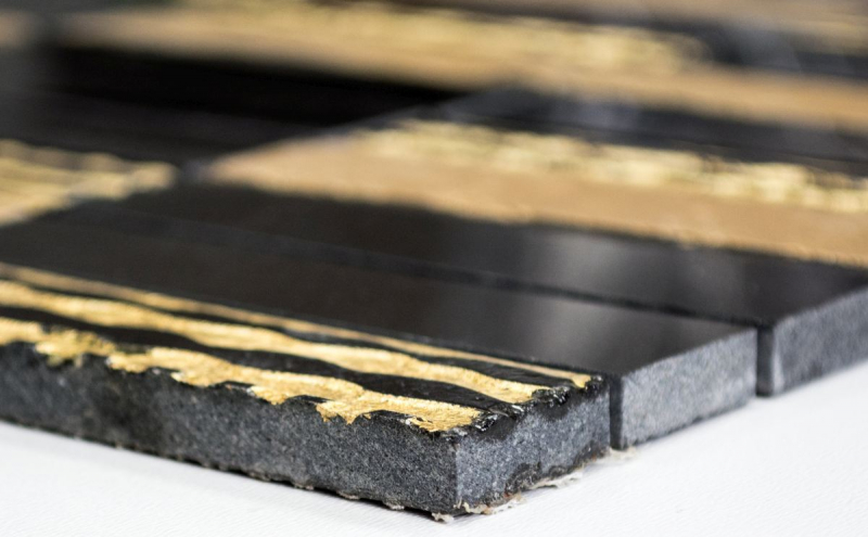 Piastrella di mosaico marmo pietra naturale rettangolo pietra scultura oro nero MOS40-STN79_f