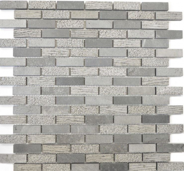 Piastrella di mosaico dipinta a mano Marmo pietra naturale grigio Mattone pietra Incisione cemento MOS40-B49_m