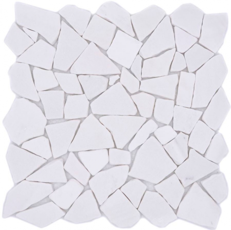 Mosaico di cava di marmo naturale pietra poligonale bianco rivestimento parete backsplash piastrelle cucina piastrelle - MOS44-0102