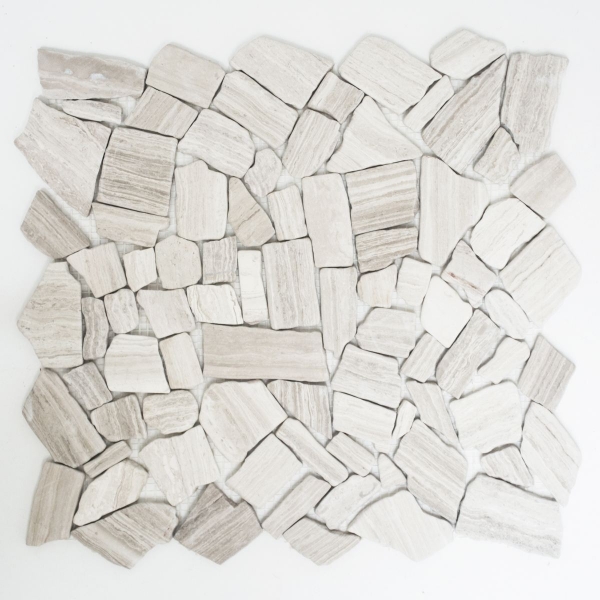 Piastrella di mosaico decorata a mano in marmo pietra naturale di cava Ciot grigio a righe MOS44-0202_m