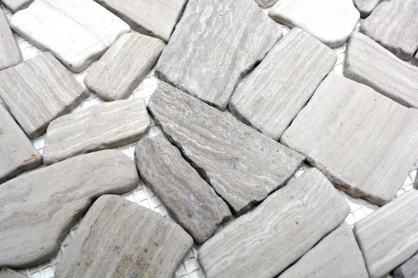 Piastrella di mosaico decorata a mano in marmo pietra naturale di cava Ciot grigio a righe MOS44-0202_m