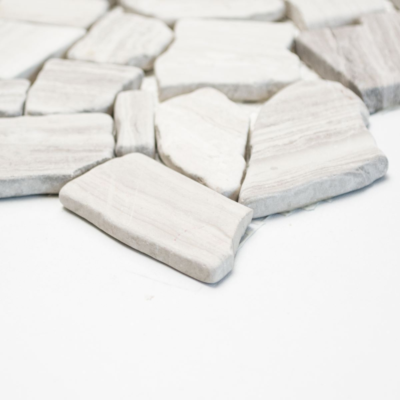 Piastrella di mosaico decorata a mano in marmo pietra naturale di cava Ciot grigio a righe MOS44-0202_m