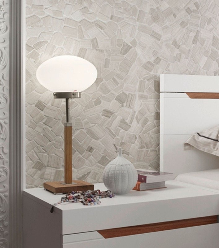 Mosaico di cava di marmo naturale pietra poligonale grigio strisce grigio chiaro argento piastrelle backsplash parete rivestimento cucina - MOS44-0202