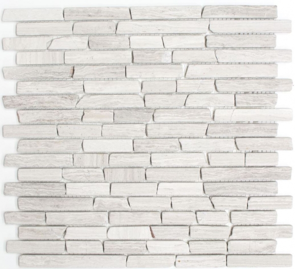 Mosaico di marmo pietra naturale mattone composito aste grigio chiaro strisce rivestimento parete splashback - MOS40-MOSBrick2012