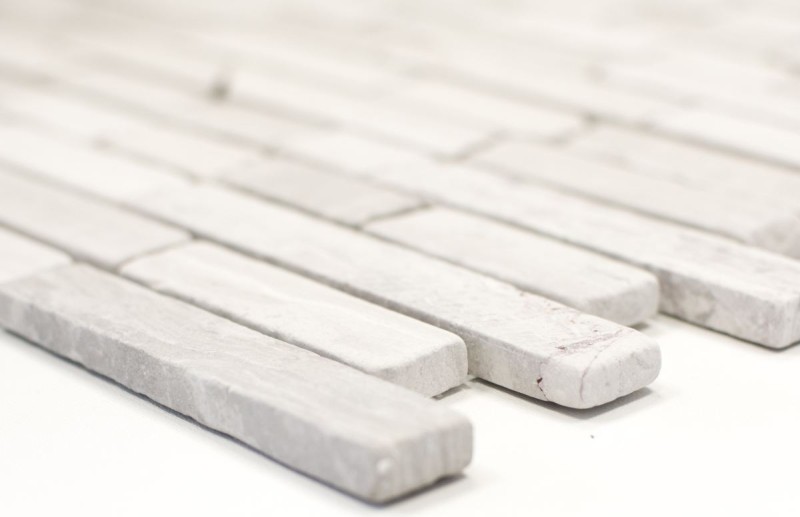 Mosaico di marmo pietra naturale mattone composito aste grigio chiaro strisce rivestimento parete splashback - MOS40-MOSBrick2012
