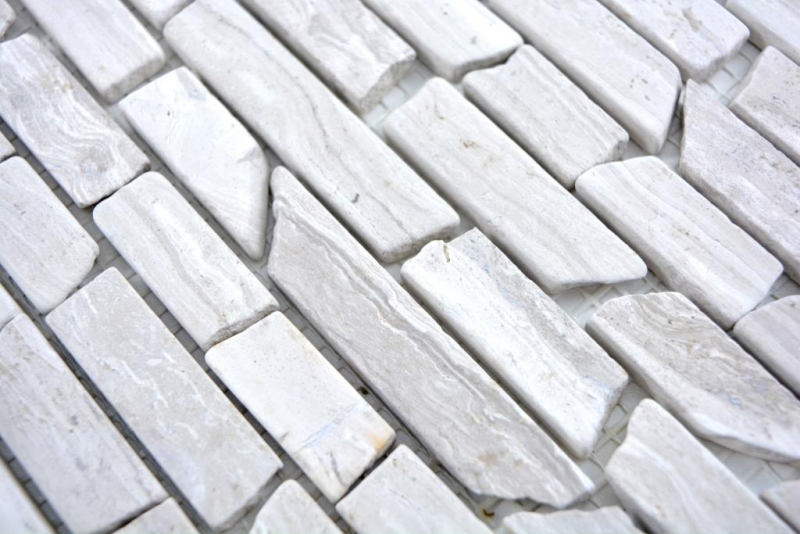 Mosaico di marmo pietra naturale mattone composito aste grigio chiaro strisce rivestimento parete splashback - MOS40-MOSBrick2012