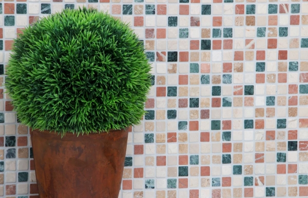 Piastrella di mosaico in marmo pietra naturale crema beige rosso verde casuale MOS38-1204_f