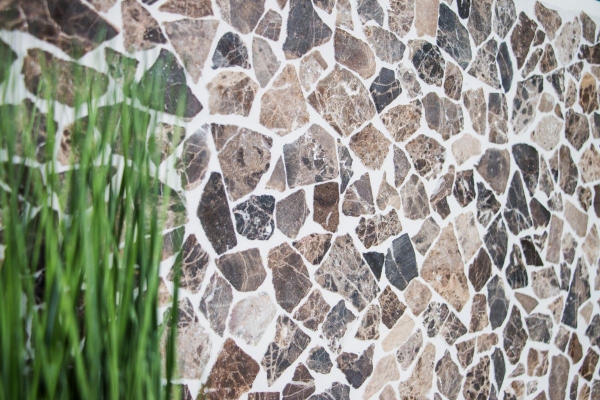 Piastrella di mosaico in marmo pietra naturale di cava Ciot Impala marrone fiammato MOS44-1306_f