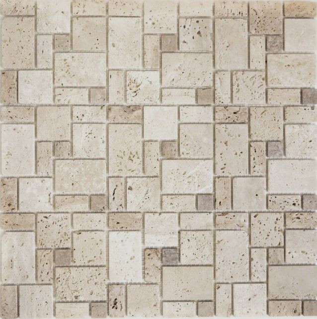 Travertino mosaico piastrelle terrazza pavimento pietra naturale beige marrone backsplash cucina piastrelle bagno - MOS43-1212-15