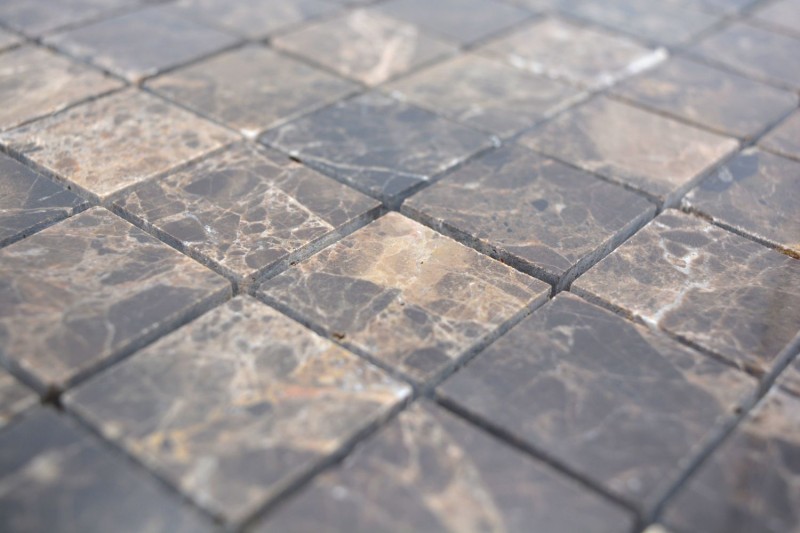 Piastrella di marmo a mosaico pietra naturale marrone scuro mix lucido backsplash cucina - MOS42-1306