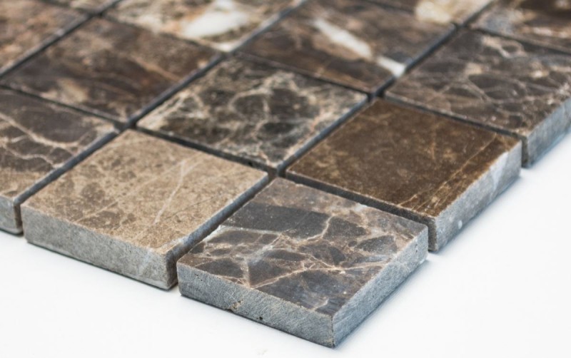 Piastrella di marmo a mosaico pietra naturale marrone scuro mix lucido backsplash cucina - MOS42-1306