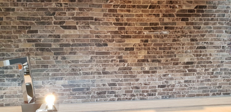 Mosaico di marmo pietra naturale Brick composito aste Impala marrone scuro lucido backsplash piastrelle bagno - MOS40-1306