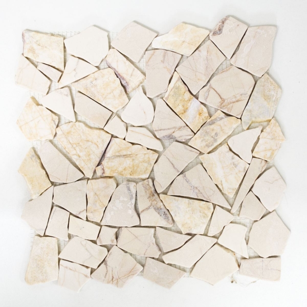 Piastrella di mosaico modellata a mano marmo pietra naturale cava Ciot oro crema texture lucida MOS44-30-2807_m