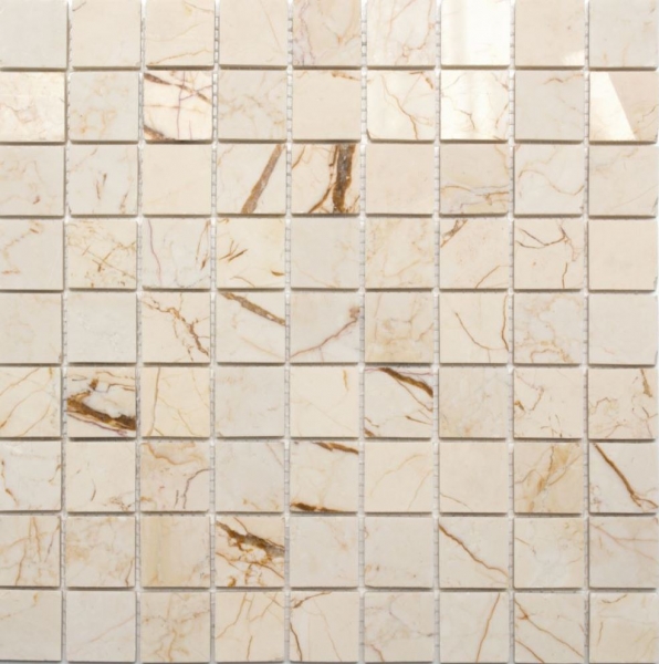 Piastrella di marmo a mosaico in pietra naturale dorata crema lucida - MOS42-32-2807