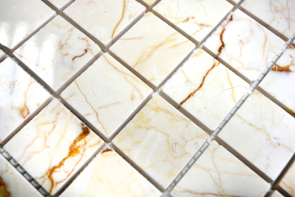 Piastrella di marmo a mosaico in pietra naturale dorata crema lucida - MOS42-32-2807