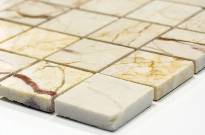 Piastrella di marmo a mosaico in pietra naturale dorata crema lucida - MOS42-32-2807