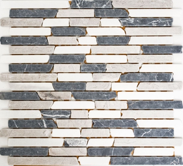 Piastrella di mosaico dipinta a mano marmo pietra naturale beige grigio nero Brick Botticino Nero MOS40-0204_m